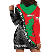 New Zealand And Lebanon Hoodie Dress Silver Fern Maori With Cedar Tree Together - Wonder Print Shop