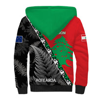 New Zealand And Lebanon Sherpa Hoodie Silver Fern Maori With Cedar Tree Together - Wonder Print Shop