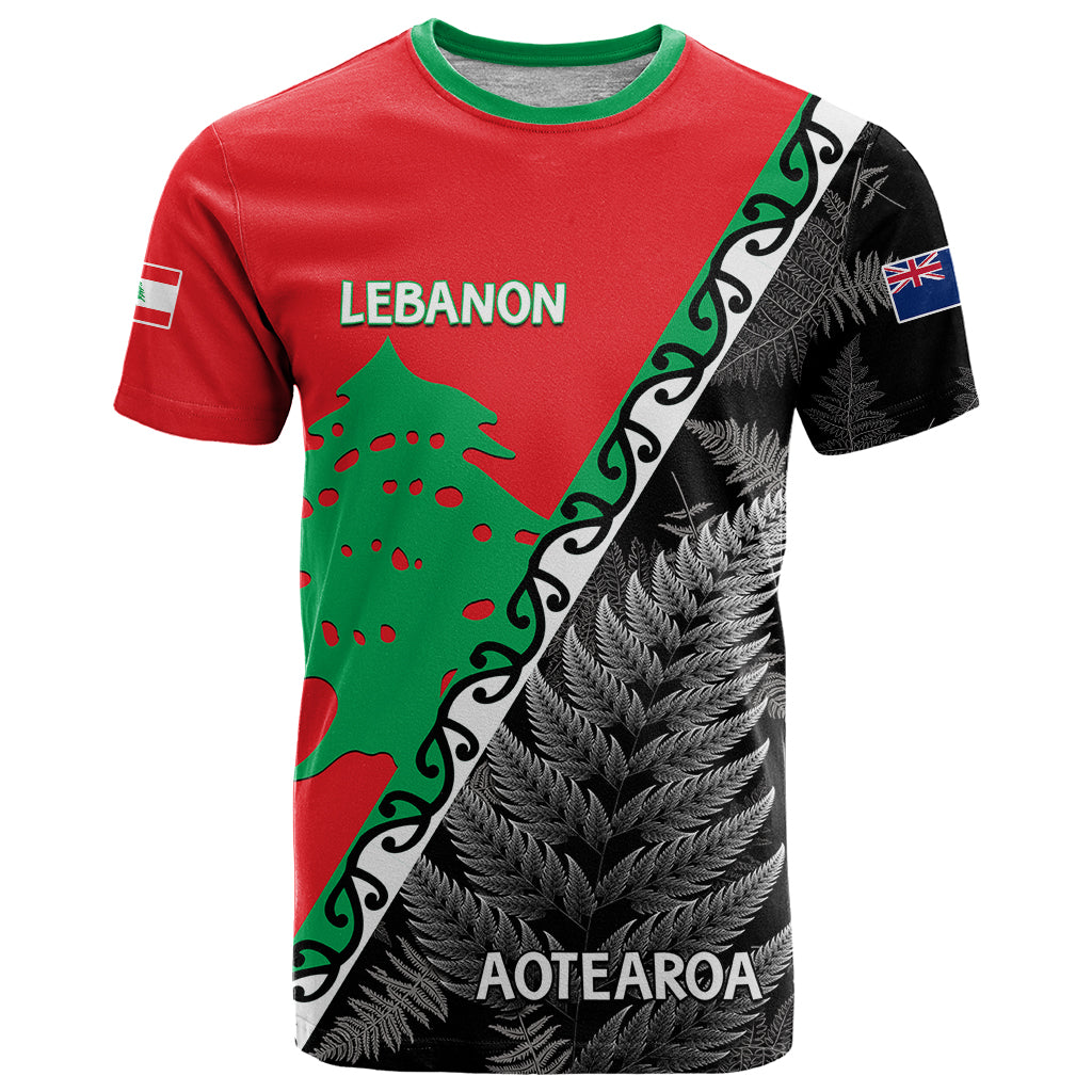 New Zealand And Lebanon T Shirt Silver Fern Maori With Cedar Tree Together - Wonder Print Shop