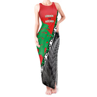 New Zealand And Lebanon Tank Maxi Dress Silver Fern Maori With Cedar Tree Together - Wonder Print Shop
