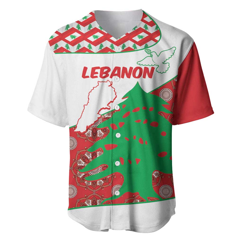 Personalised Lebanon Independence Day Baseball Jersey Lebanese Map With Cedrus - Wonder Print Shop