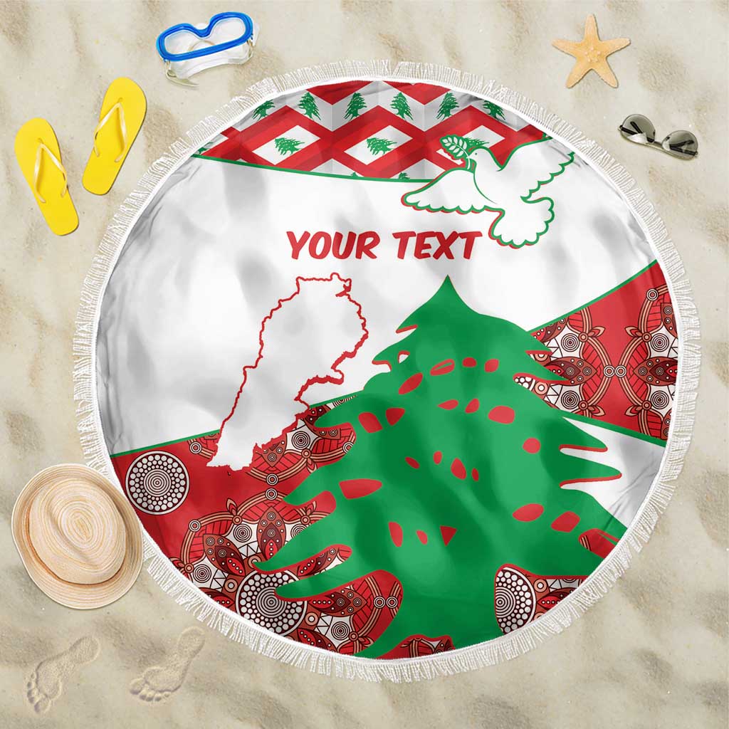 Personalised Lebanon Independence Day Beach Blanket Lebanese Map With Cedrus - Wonder Print Shop