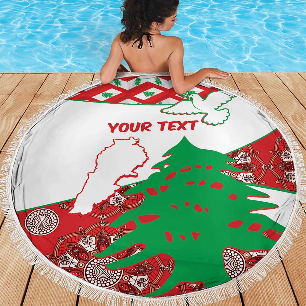 Personalised Lebanon Independence Day Beach Blanket Lebanese Map With Cedrus - Wonder Print Shop