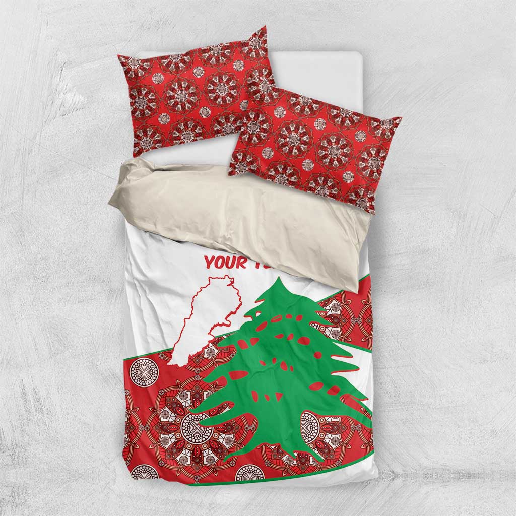 Personalised Lebanon Independence Day Bedding Set Lebanese Map With Cedrus - Wonder Print Shop