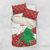 Personalised Lebanon Independence Day Bedding Set Lebanese Map With Cedrus - Wonder Print Shop