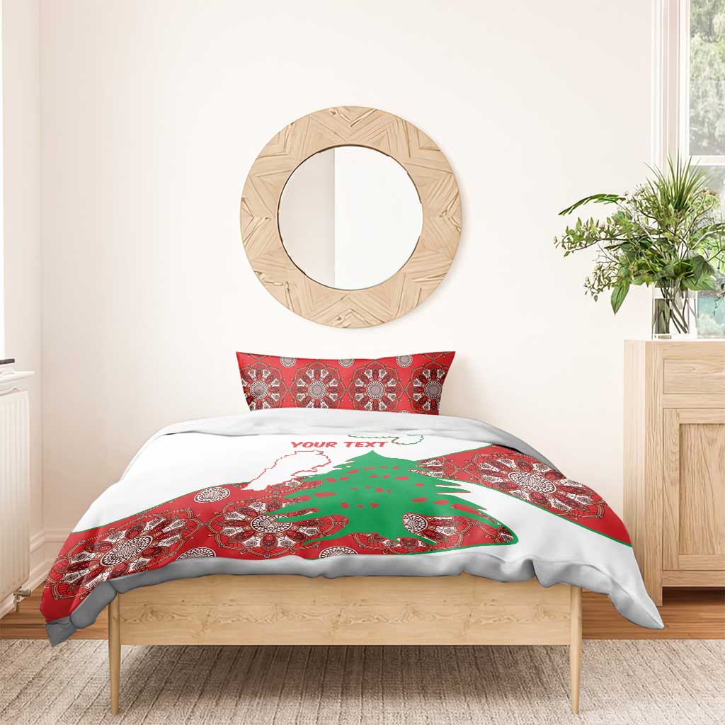Personalised Lebanon Independence Day Bedding Set Lebanese Map With Cedrus - Wonder Print Shop