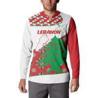 Personalised Lebanon Independence Day Button Sweatshirt Lebanese Map With Cedrus - Wonder Print Shop