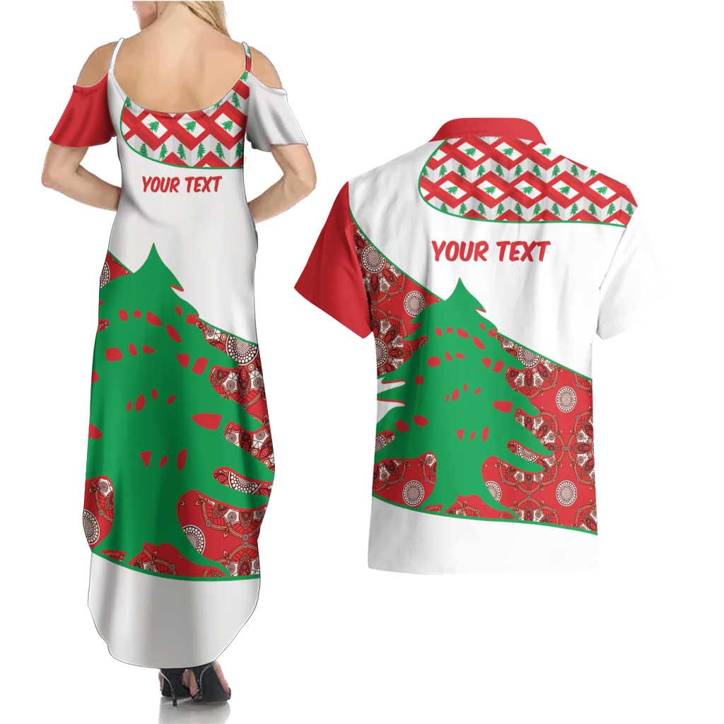 Personalised Lebanon Independence Day Couples Matching Summer Maxi Dress and Hawaiian Shirt Lebanese Map With Cedrus - Wonder Print Shop