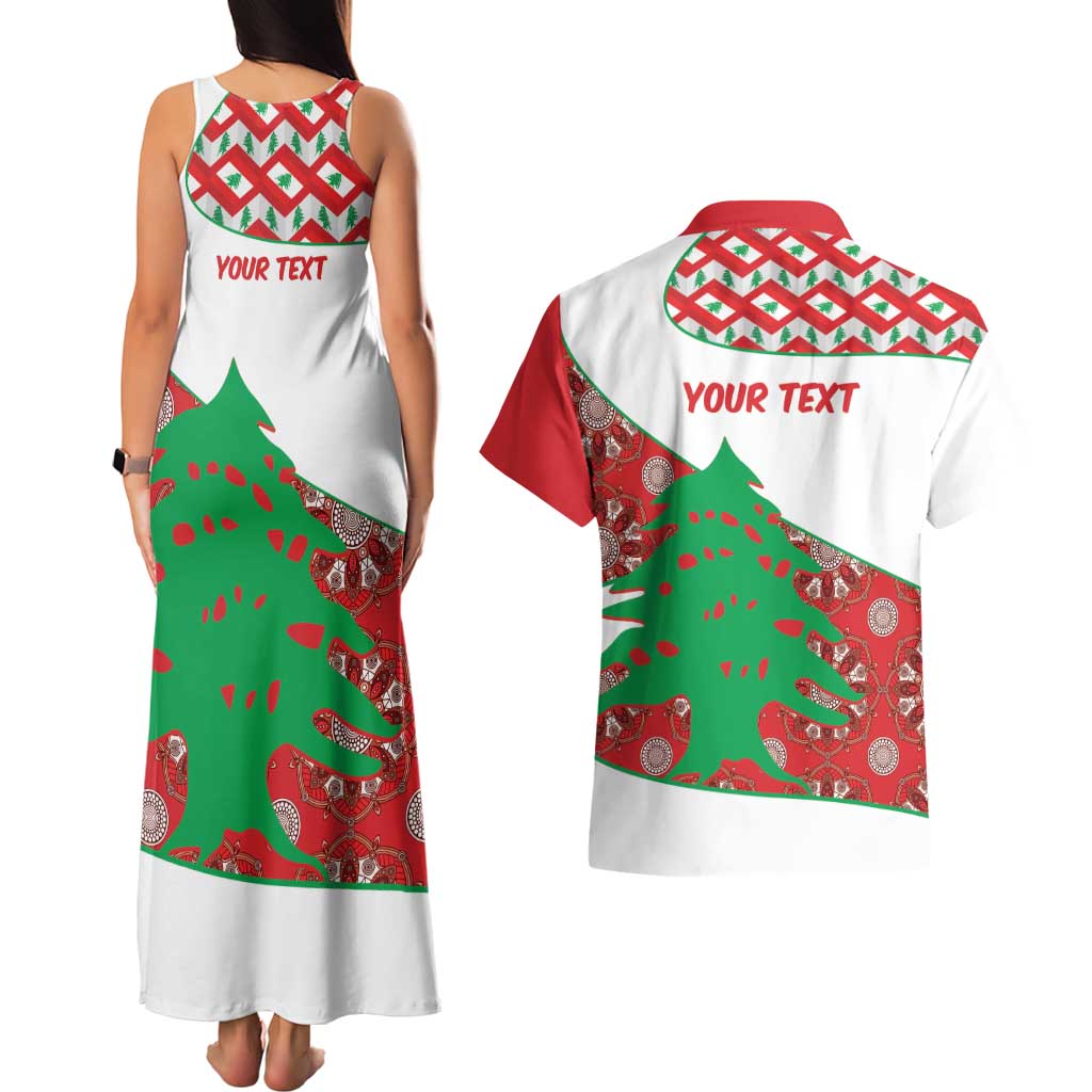Personalised Lebanon Independence Day Couples Matching Tank Maxi Dress and Hawaiian Shirt Lebanese Map With Cedrus - Wonder Print Shop