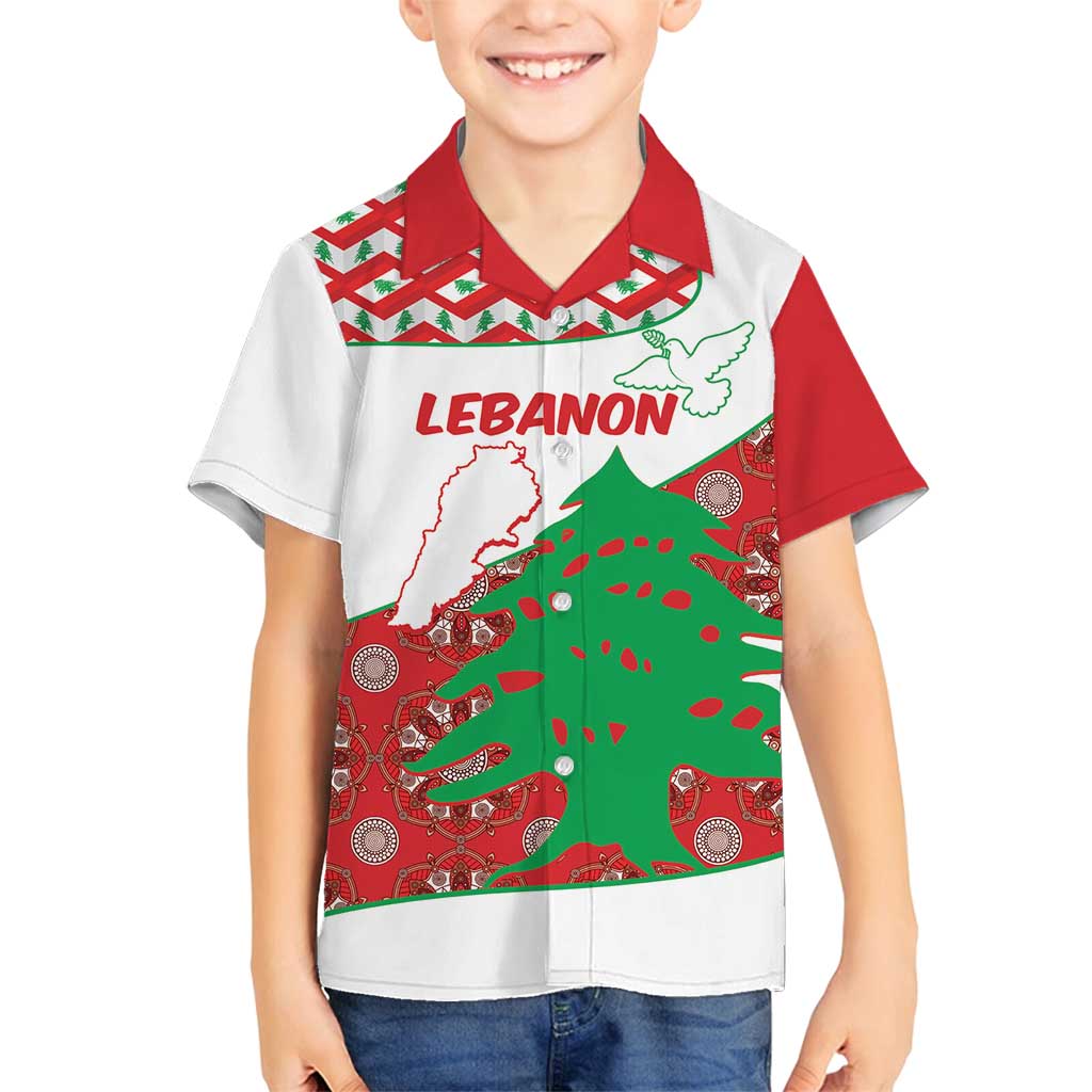 Personalised Lebanon Independence Day Family Matching Long Sleeve Bodycon Dress and Hawaiian Shirt Lebanese Map With Cedrus - Wonder Print Shop