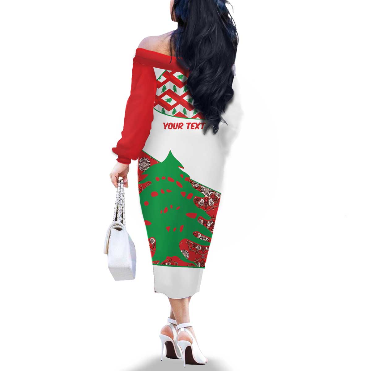 Personalised Lebanon Independence Day Family Matching Off The Shoulder Long Sleeve Dress and Hawaiian Shirt Lebanese Map With Cedrus - Wonder Print Shop