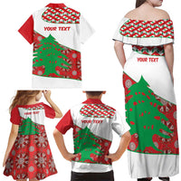Personalised Lebanon Independence Day Family Matching Off Shoulder Maxi Dress and Hawaiian Shirt Lebanese Map With Cedrus - Wonder Print Shop
