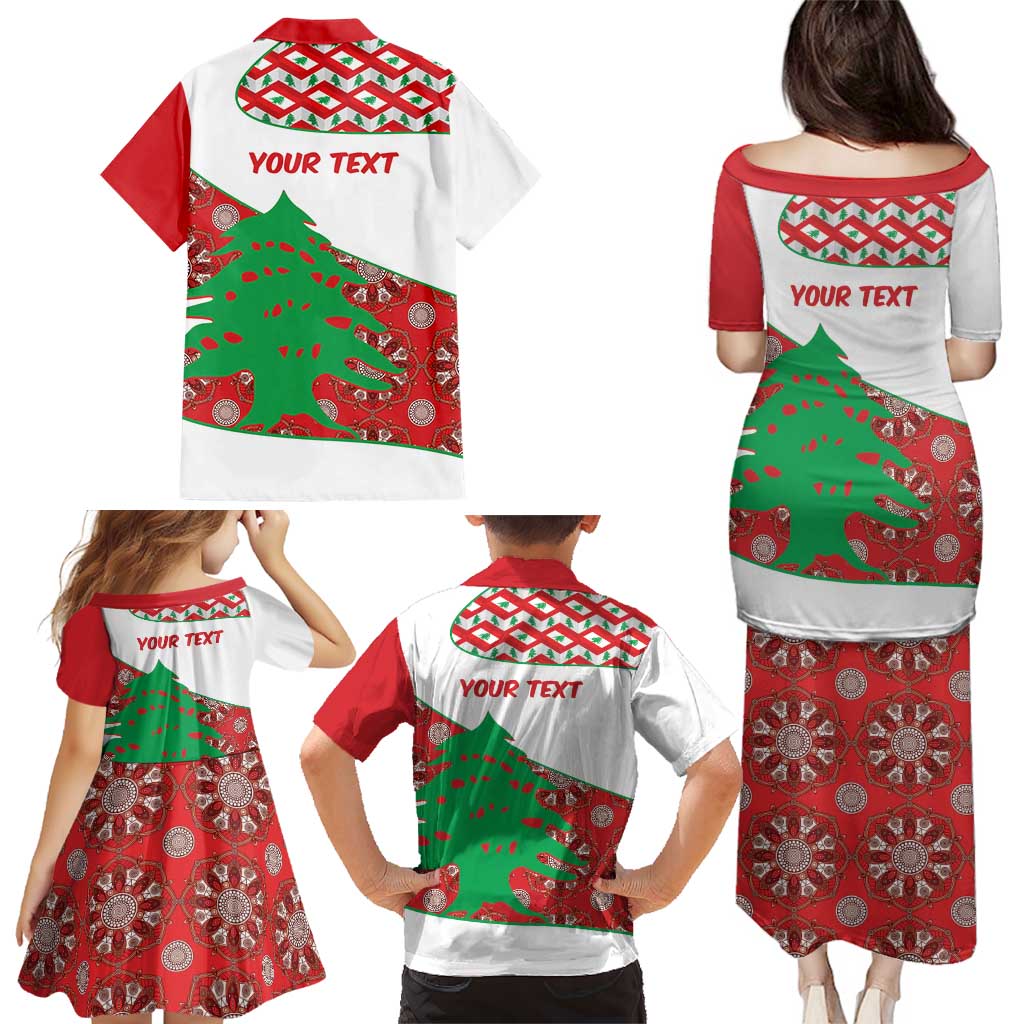 Personalised Lebanon Independence Day Family Matching Puletasi and Hawaiian Shirt Lebanese Map With Cedrus - Wonder Print Shop