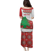 Personalised Lebanon Independence Day Family Matching Puletasi and Hawaiian Shirt Lebanese Map With Cedrus - Wonder Print Shop