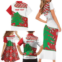 Personalised Lebanon Independence Day Family Matching Short Sleeve Bodycon Dress and Hawaiian Shirt Lebanese Map With Cedrus - Wonder Print Shop
