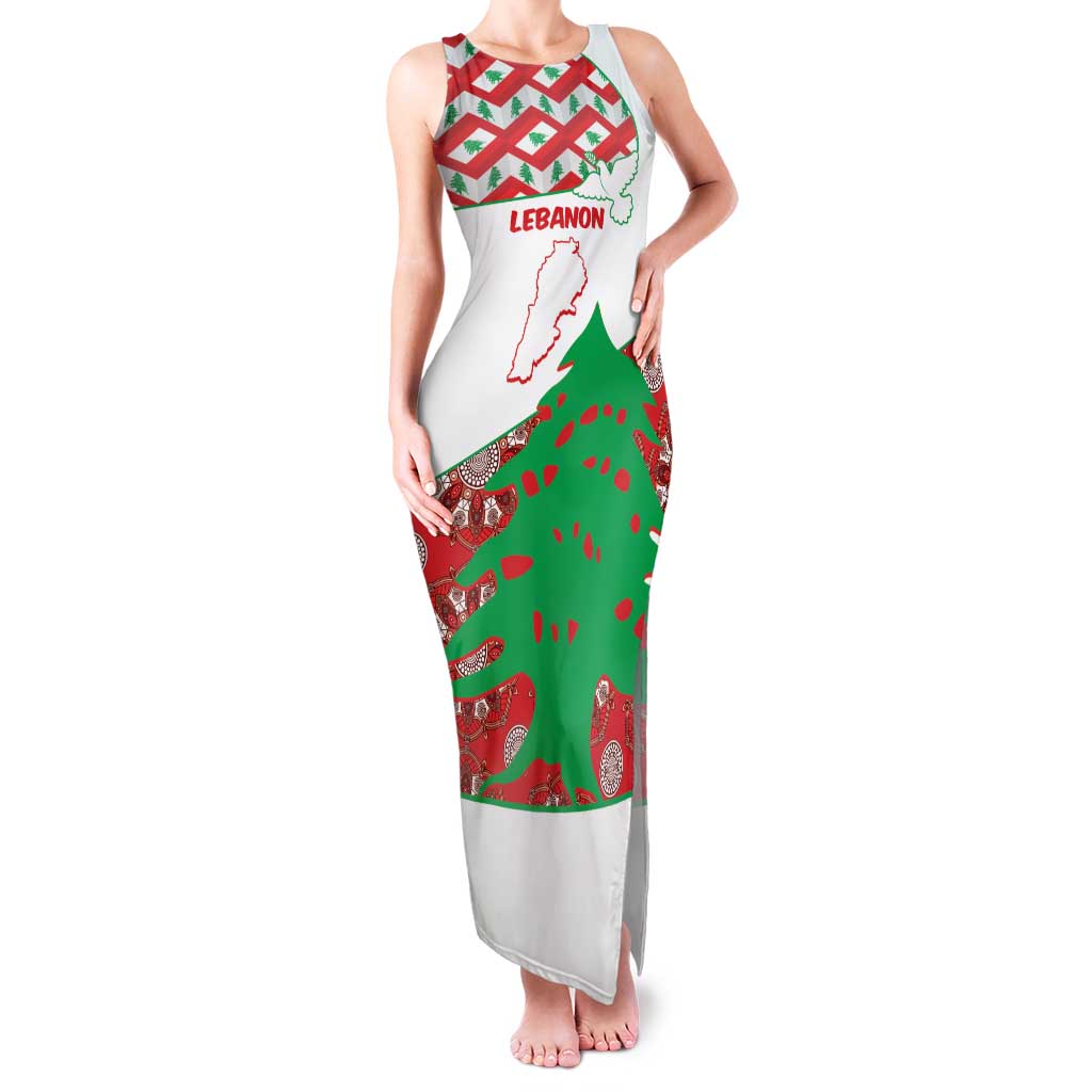 Personalised Lebanon Independence Day Family Matching Tank Maxi Dress and Hawaiian Shirt Lebanese Map With Cedrus - Wonder Print Shop