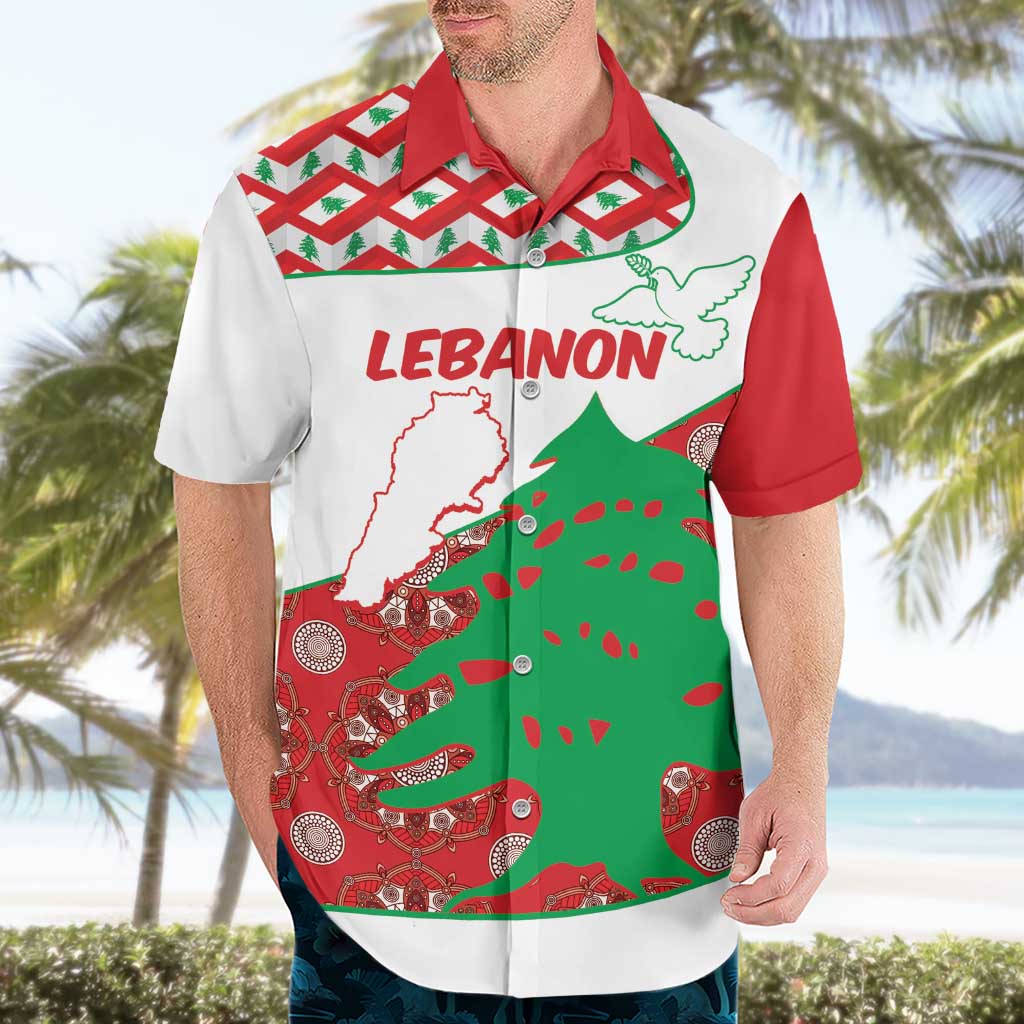Personalised Lebanon Independence Day Hawaiian Shirt Lebanese Map With Cedrus - Wonder Print Shop