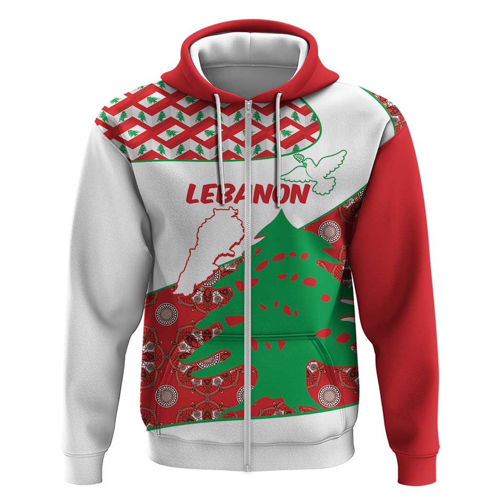 Personalised Lebanon Independence Day Hoodie Lebanese Map With Cedrus - Wonder Print Shop