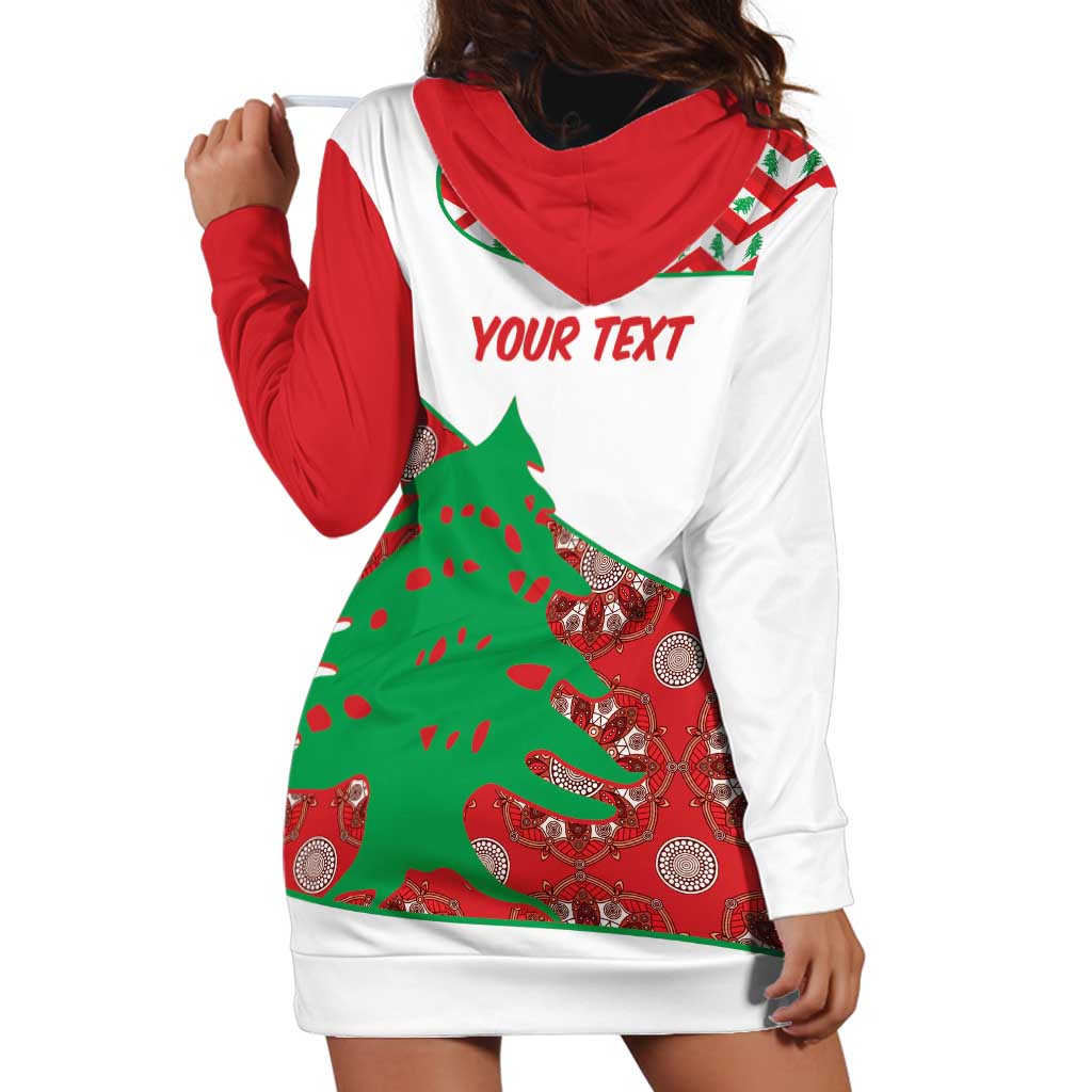 Personalised Lebanon Independence Day Hoodie Dress Lebanese Map With Cedrus - Wonder Print Shop