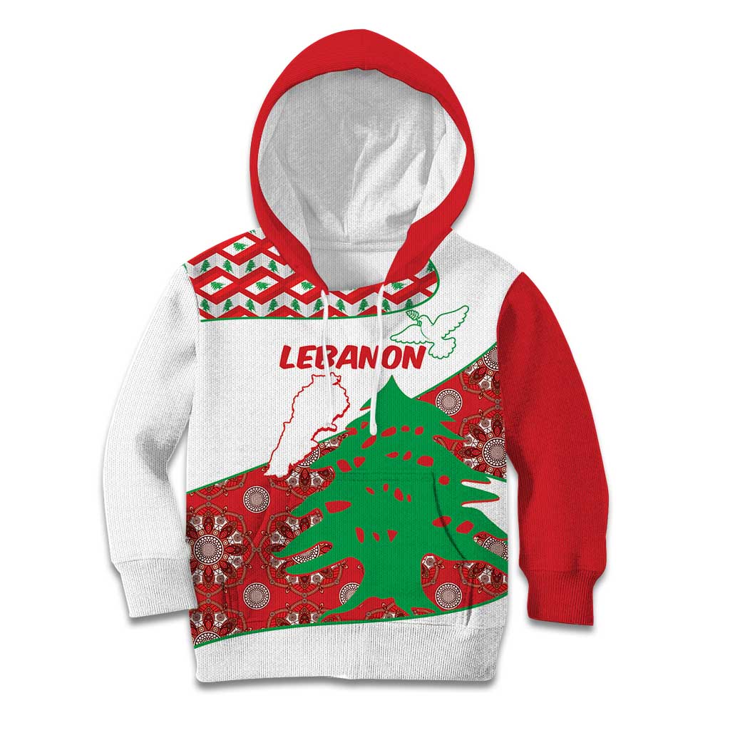 Personalised Lebanon Independence Day Kid Hoodie Lebanese Map With Cedrus - Wonder Print Shop