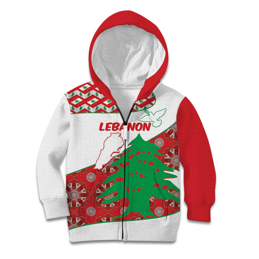Personalised Lebanon Independence Day Kid Hoodie Lebanese Map With Cedrus - Wonder Print Shop