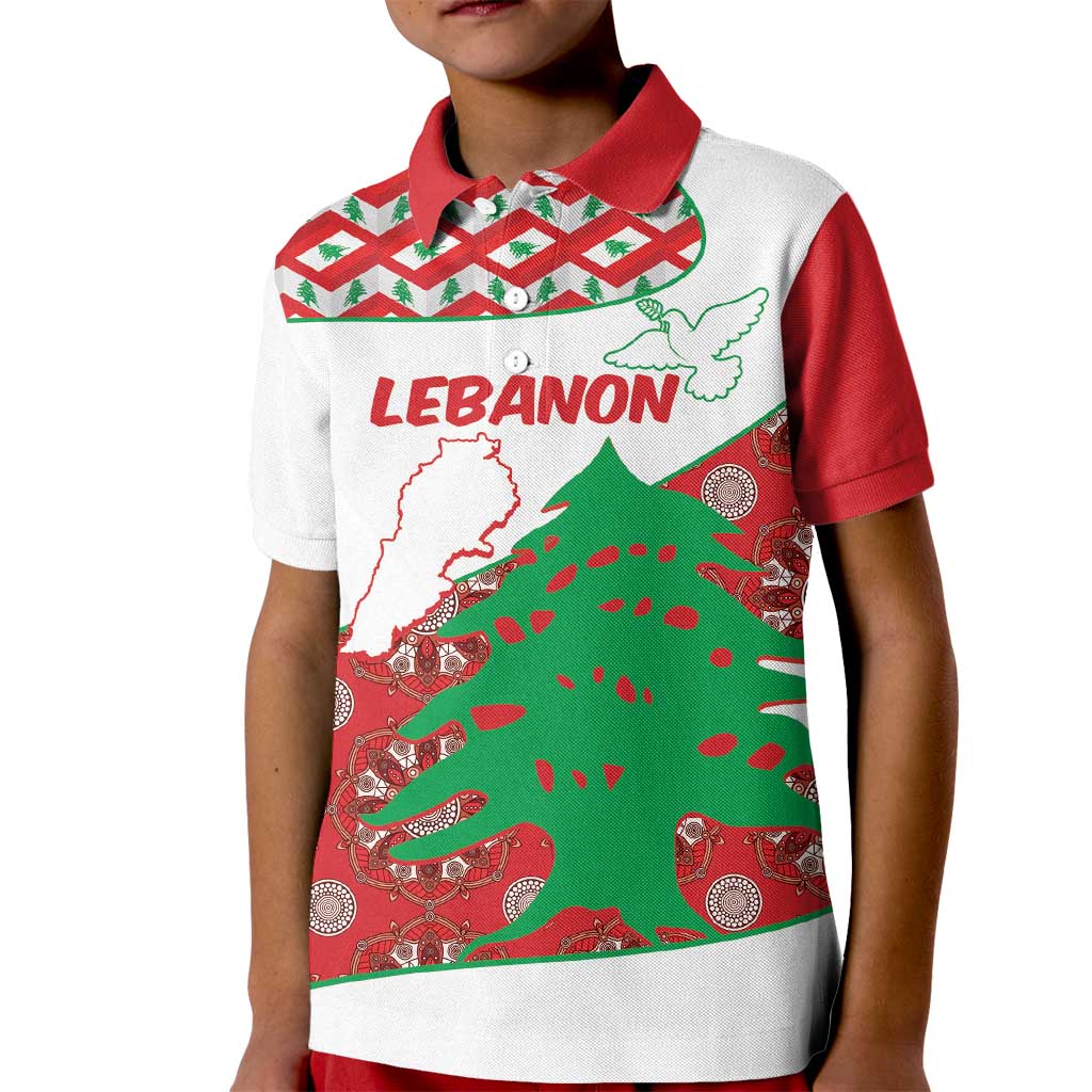 Personalised Lebanon Independence Day Kid Polo Shirt Lebanese Map With Cedrus - Wonder Print Shop