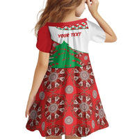 Personalised Lebanon Independence Day Kid Short Sleeve Dress Lebanese Map With Cedrus - Wonder Print Shop