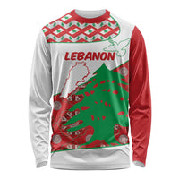 Personalised Lebanon Independence Day Long Sleeve Shirt Lebanese Map With Cedrus - Wonder Print Shop
