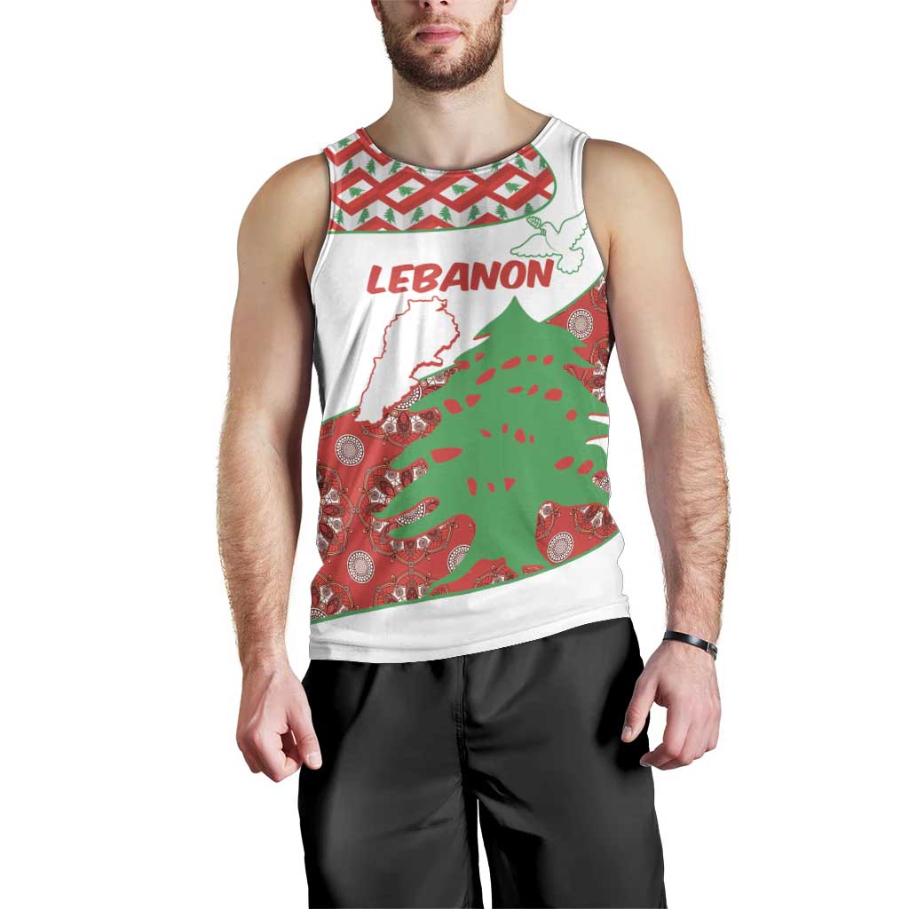 Personalised Lebanon Independence Day Men Tank Top Lebanese Map With Cedrus - Wonder Print Shop