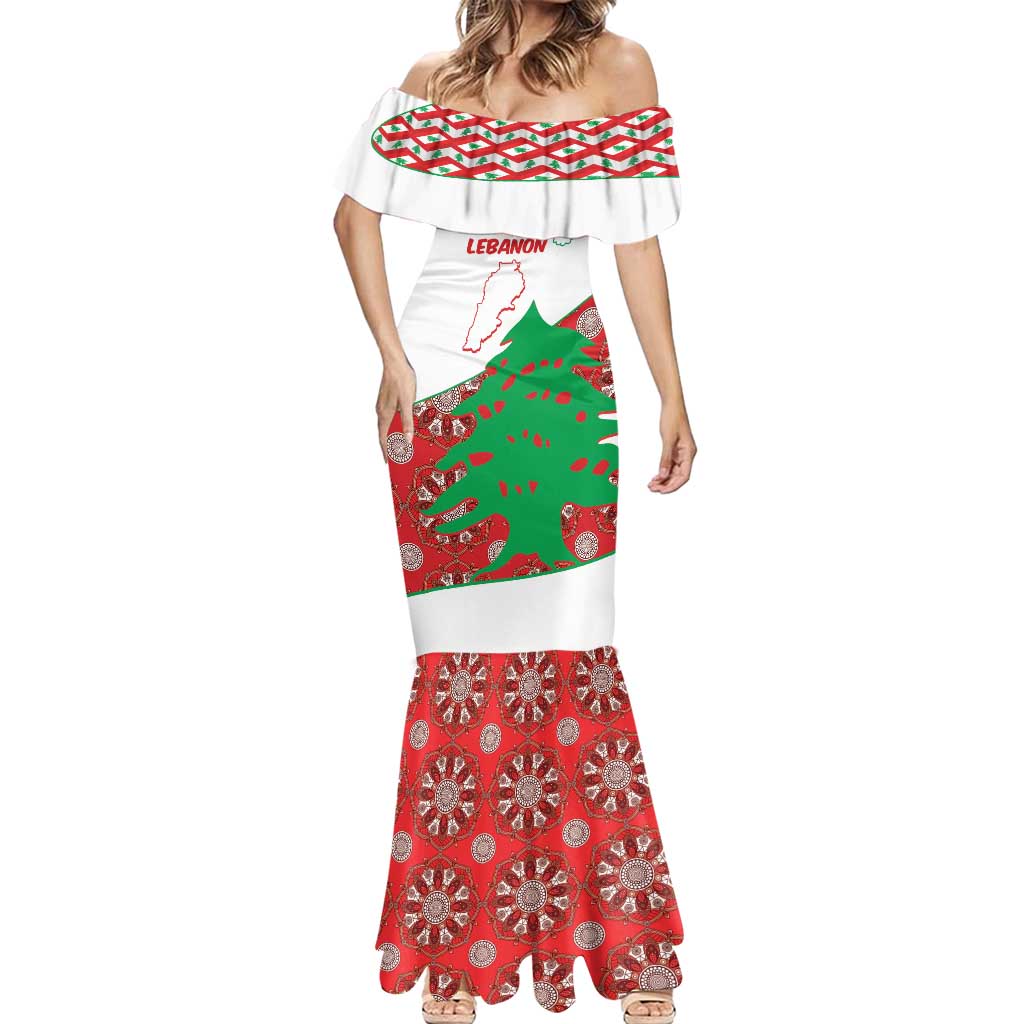 Personalised Lebanon Independence Day Mermaid Dress Lebanese Map With Cedrus - Wonder Print Shop