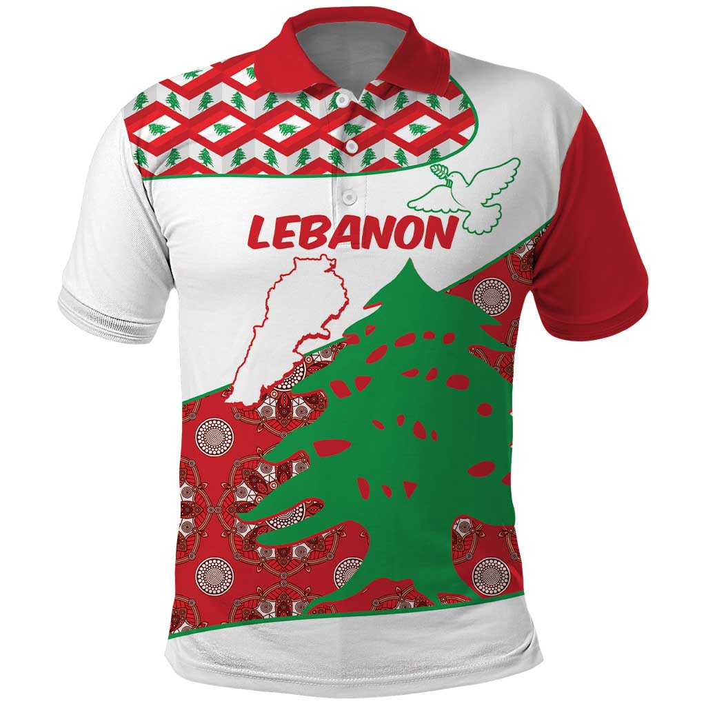 Personalised Lebanon Independence Day Polo Shirt Lebanese Map With Cedrus - Wonder Print Shop