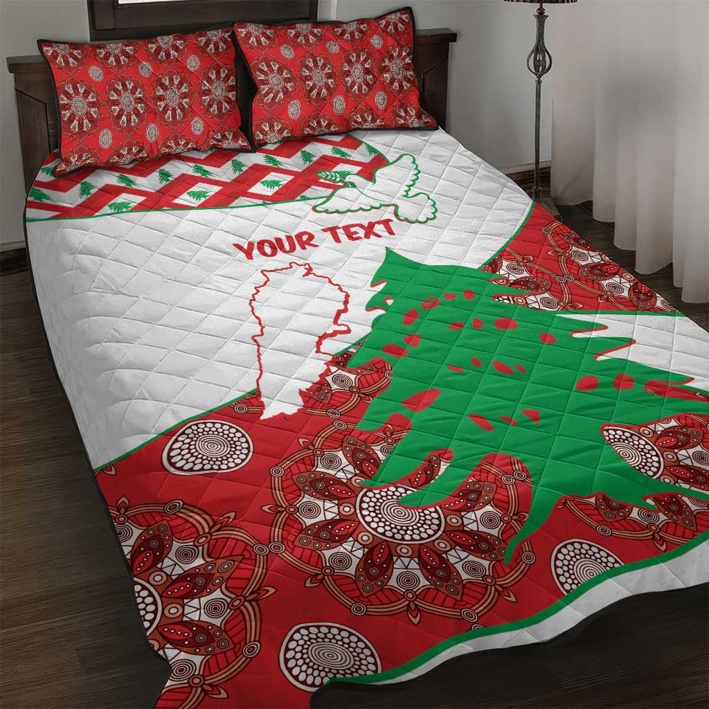 Personalised Lebanon Independence Day Quilt Bed Set Lebanese Map With Cedrus - Wonder Print Shop