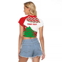 Personalised Lebanon Independence Day Raglan Cropped T Shirt Lebanese Map With Cedrus - Wonder Print Shop