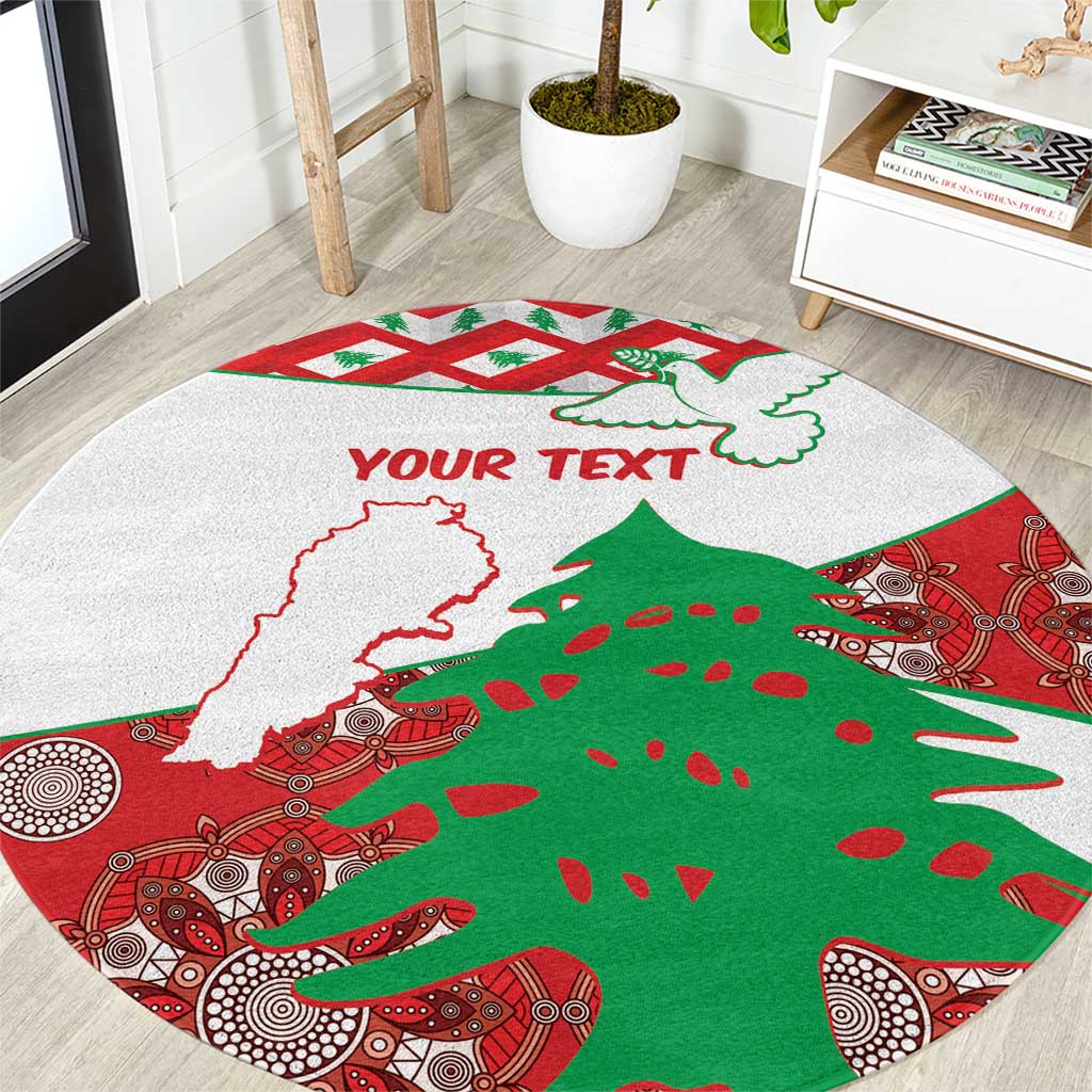 Personalised Lebanon Independence Day Round Carpet Lebanese Map With Cedrus