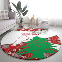 Personalised Lebanon Independence Day Round Carpet Lebanese Map With Cedrus