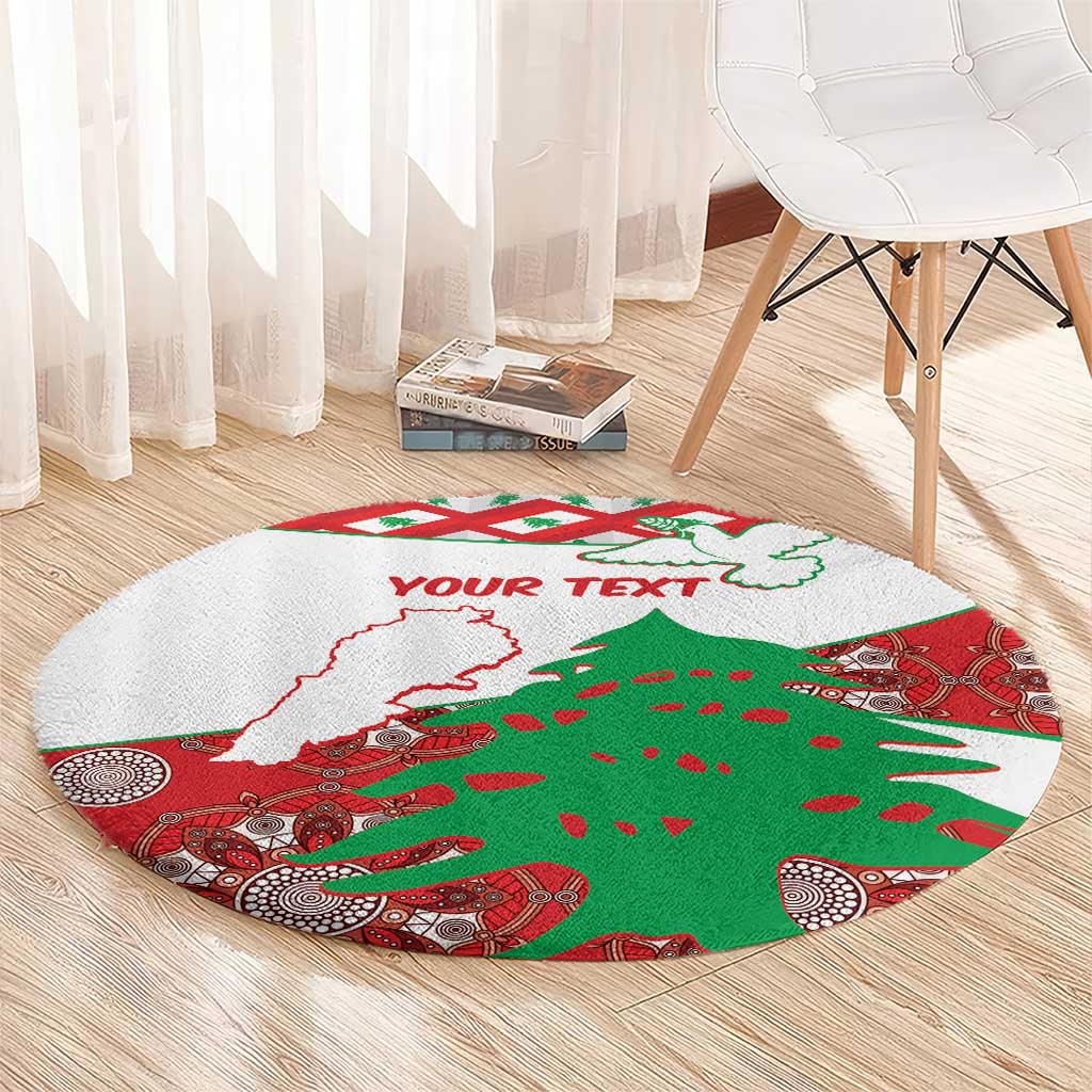 Personalised Lebanon Independence Day Round Carpet Lebanese Map With Cedrus