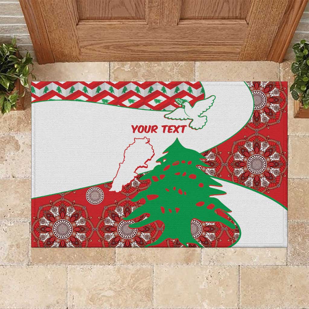 Personalised Lebanon Independence Day Rubber Doormat Lebanese Map With Cedrus - Wonder Print Shop