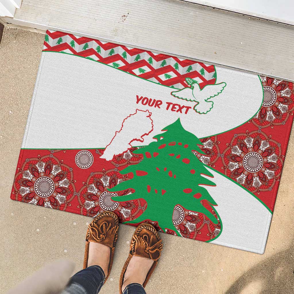 Personalised Lebanon Independence Day Rubber Doormat Lebanese Map With Cedrus - Wonder Print Shop