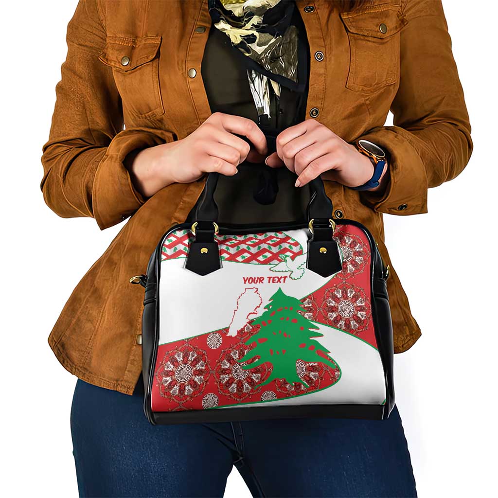 Personalised Lebanon Independence Day Shoulder Handbag Lebanese Map With Cedrus
