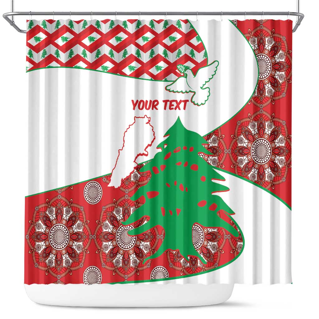 Personalised Lebanon Independence Day Shower Curtain Lebanese Map With Cedrus