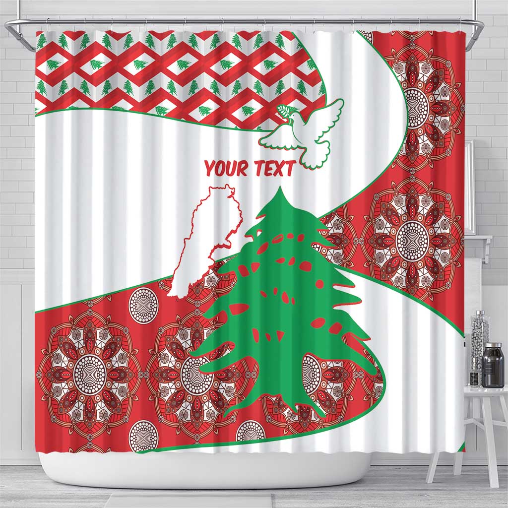 Personalised Lebanon Independence Day Shower Curtain Lebanese Map With Cedrus