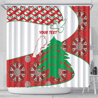 Personalised Lebanon Independence Day Shower Curtain Lebanese Map With Cedrus