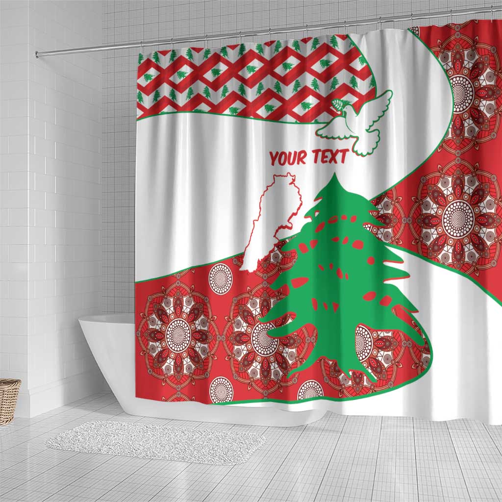 Personalised Lebanon Independence Day Shower Curtain Lebanese Map With Cedrus