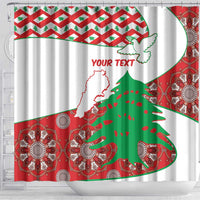 Personalised Lebanon Independence Day Shower Curtain Lebanese Map With Cedrus