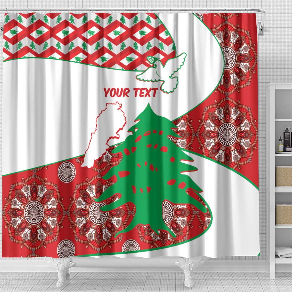 Personalised Lebanon Independence Day Shower Curtain Lebanese Map With Cedrus