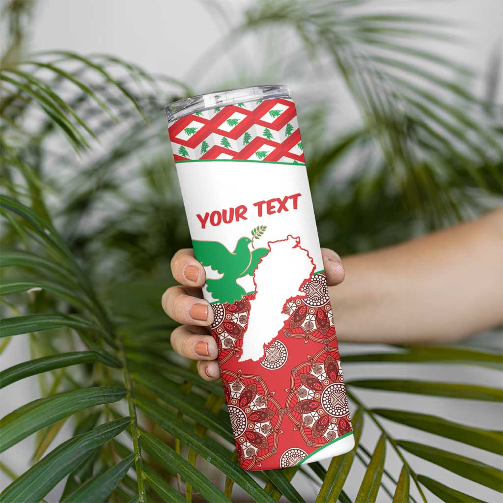 Personalised Lebanon Independence Day Skinny Tumbler Lebanese Map With Cedrus - Wonder Print Shop
