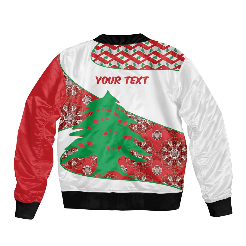 Personalised Lebanon Independence Day Sleeve Zip Bomber Jacket Lebanese Map With Cedrus - Wonder Print Shop