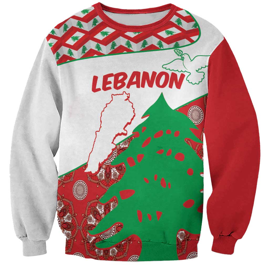 Personalised Lebanon Independence Day Sweatshirt Lebanese Map With Cedrus - Wonder Print Shop