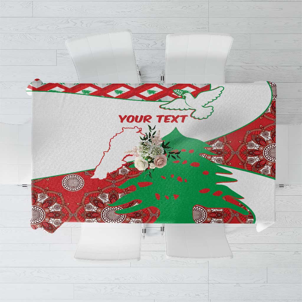 Personalised Lebanon Independence Day Tablecloth Lebanese Map With Cedrus - Wonder Print Shop