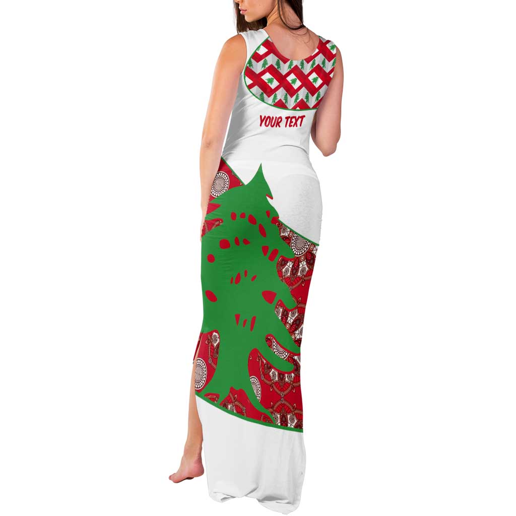Personalised Lebanon Independence Day Tank Maxi Dress Lebanese Map With Cedrus - Wonder Print Shop